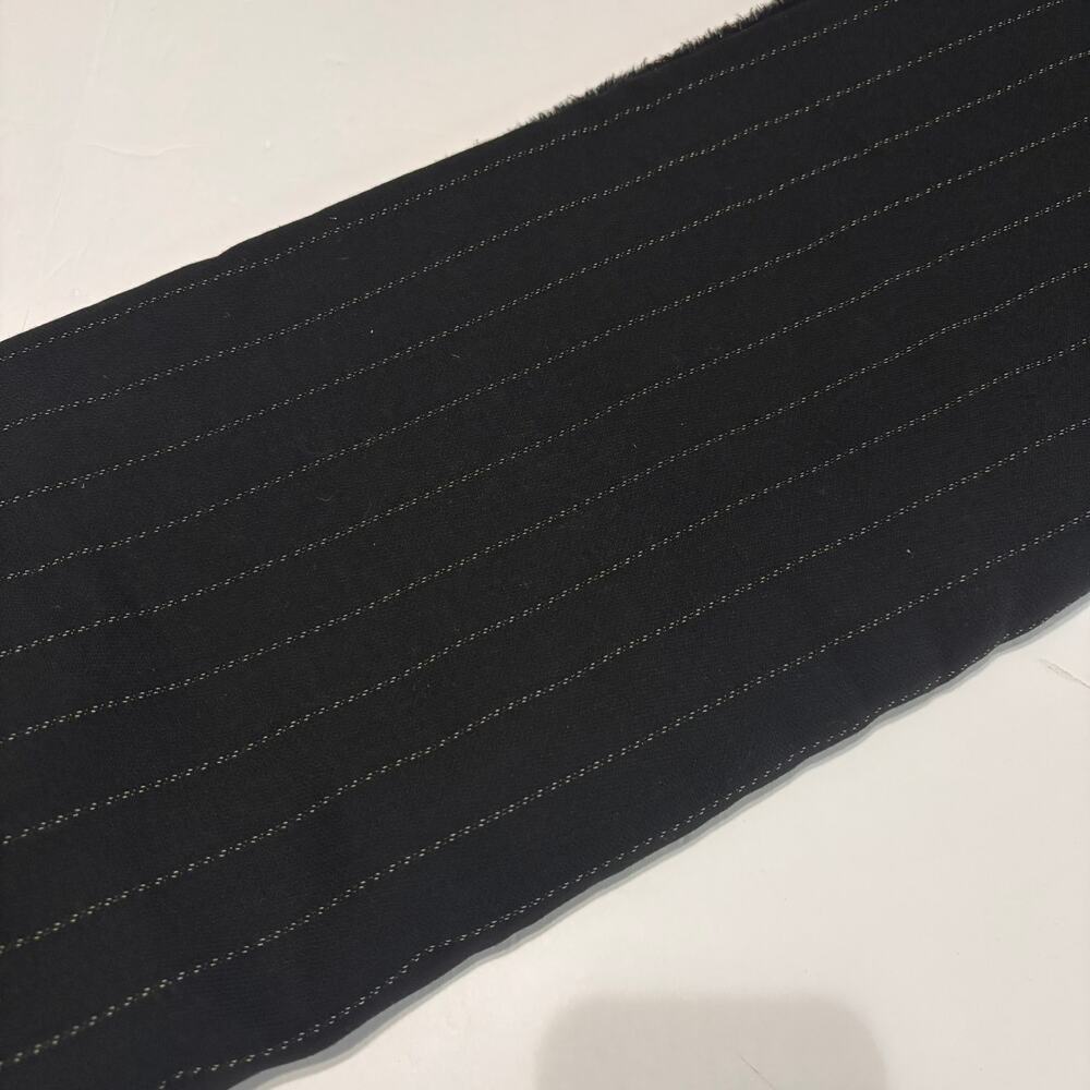 Black Wool Pinstripe Fabric 3.75 Yards 60 Wide Suiting No Flaws
